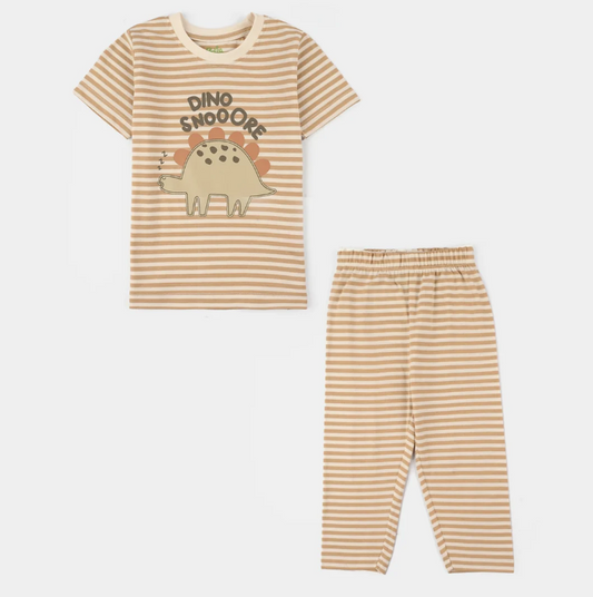 Infant Boys PC Jersey Night Suit (Dino) - Warm Sand