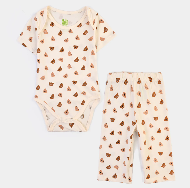 Infant Boys Cotton Jersey 2 Piece Set BABY BEAR- Beige