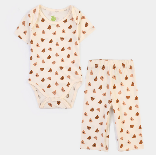 Infant Boys Cotton Jersey 2 Piece Set BABY BEAR- Beige