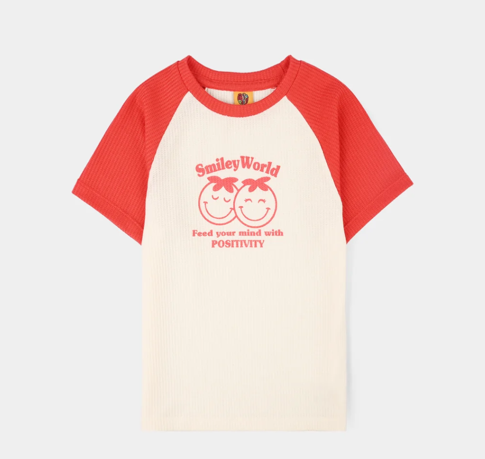 Girls Thermal T-Shirt (Smiley World) - White