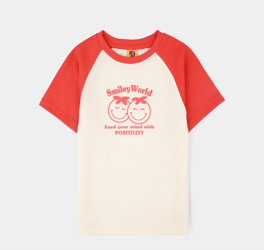 Girls Thermal T-Shirt (Smiley World) - White