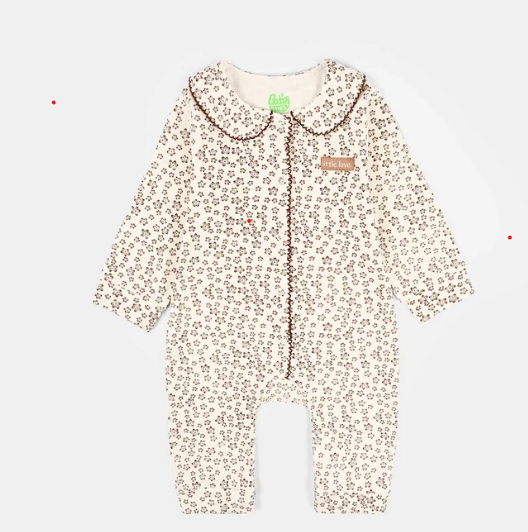 Infant Girls Rib Knitted Romper Flowery - Off White
