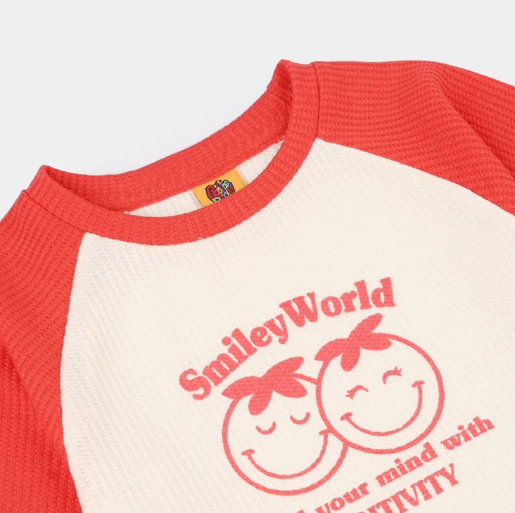 Girls Thermal T-Shirt (Smiley World) - White
