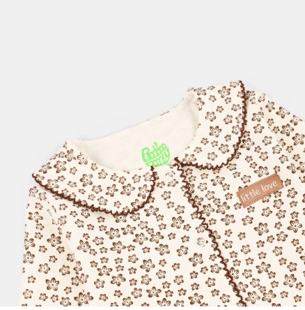 Infant Girls Rib Knitted Romper Flowery - Off White